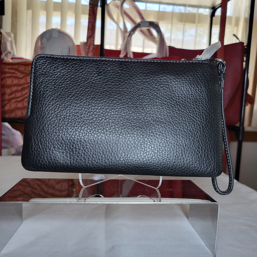 Coach  Women’s Double Corner Zip Wallet in Colorblock  SV/Chalk/ Black Multi - Picture 2 of 9